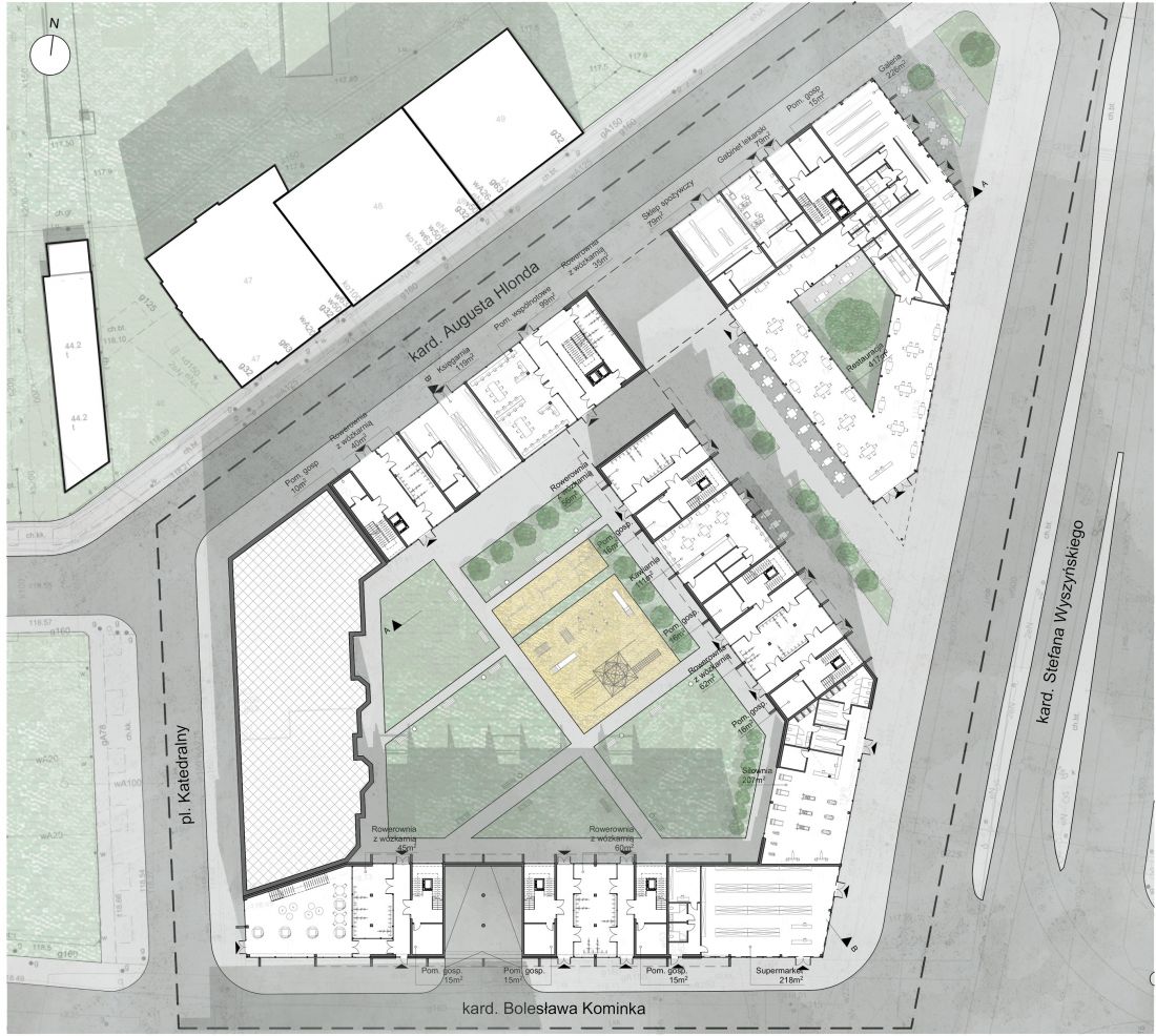 Projekt habitatu we Wrocławiu, rzut parteru
