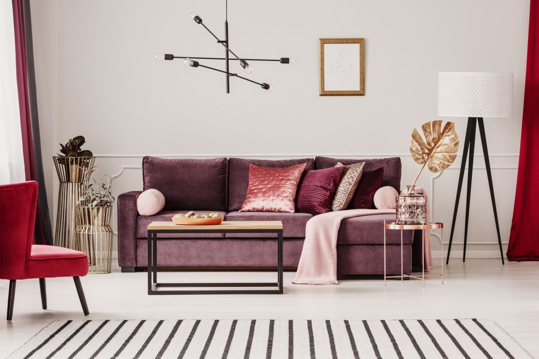 Interior in shades of purple