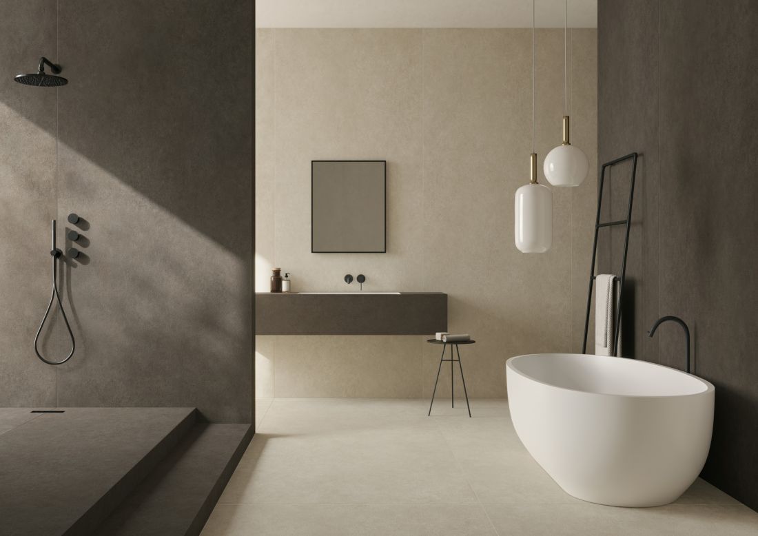Laminam Terra di Saturnia in the bathroom
