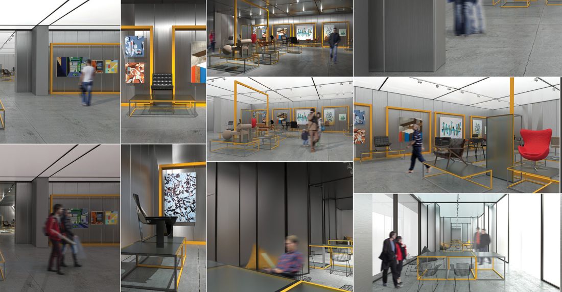 Projekt wnętrz stałej galerii designu w budynku Hotelu Cracovia