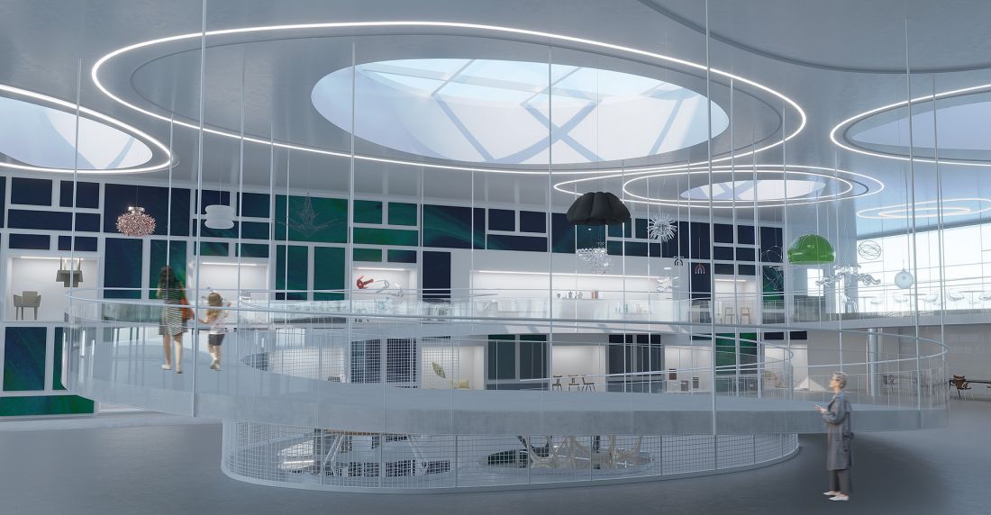 Projekt wnętrz stałej galerii designu