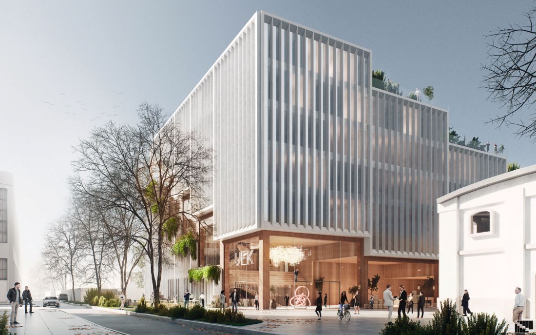Among other things, the jury appreciated the attractive solution of the northeast corner of the building