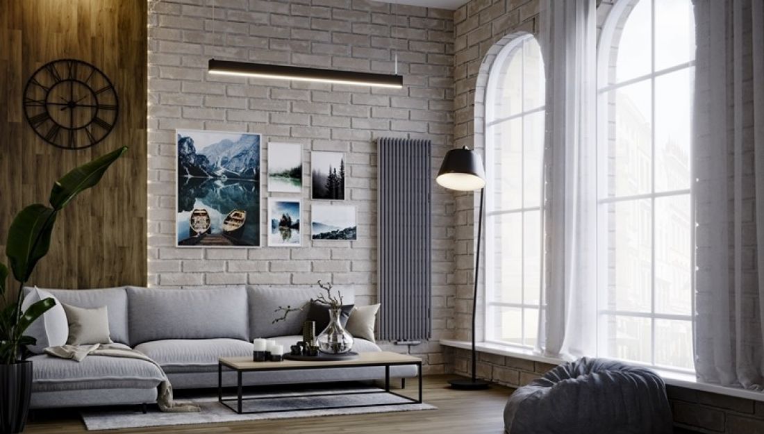 Kaloryfer we wnętrzu w stylu industrialnym