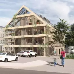 budynek czerpiący inspiracje z okolicznej drewnianej architektury sudeckiej