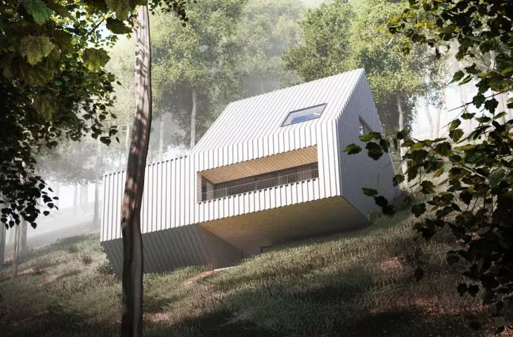 Dom do góry nogami. Srebrna bryła w Kotlinie Kłodzkiej projektu UGO Architecture