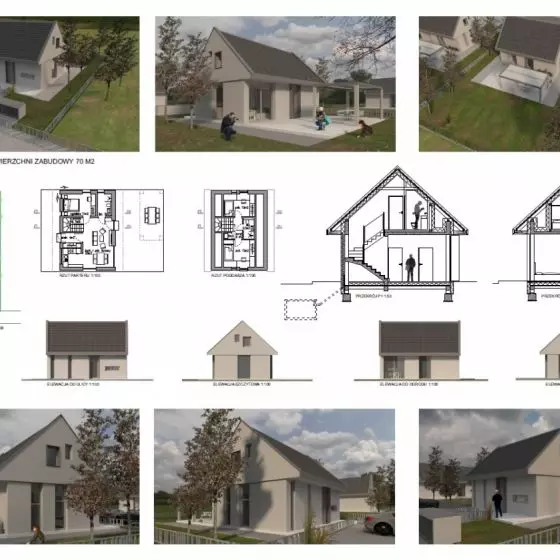 Projekt domu do 70 mkw, proj.: COR Magdalena Kiertowicz