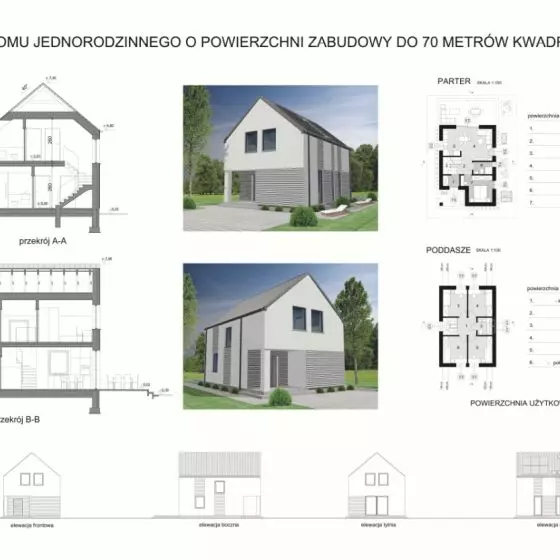 Projekt domu do 70 mkw, proj.: Dobry projekt Urszula Kozieł