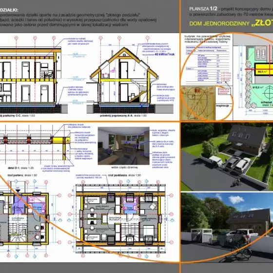 Projekt domu do 70 mkw, proj.: Przemysław Markiewicz-Zahorski