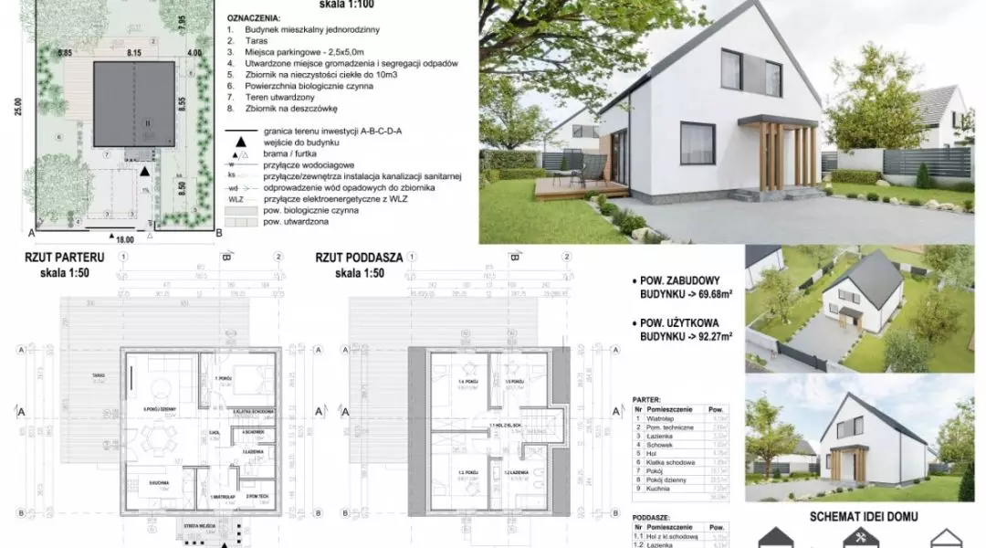 Projekt domu do 70 mkw, proj.: DOMYIDACHY