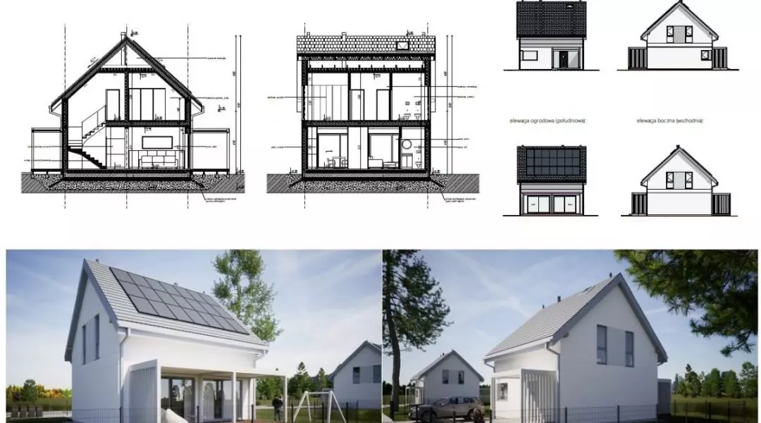 Projekt domu do 70 mkw, proj.: QUIB Constructions