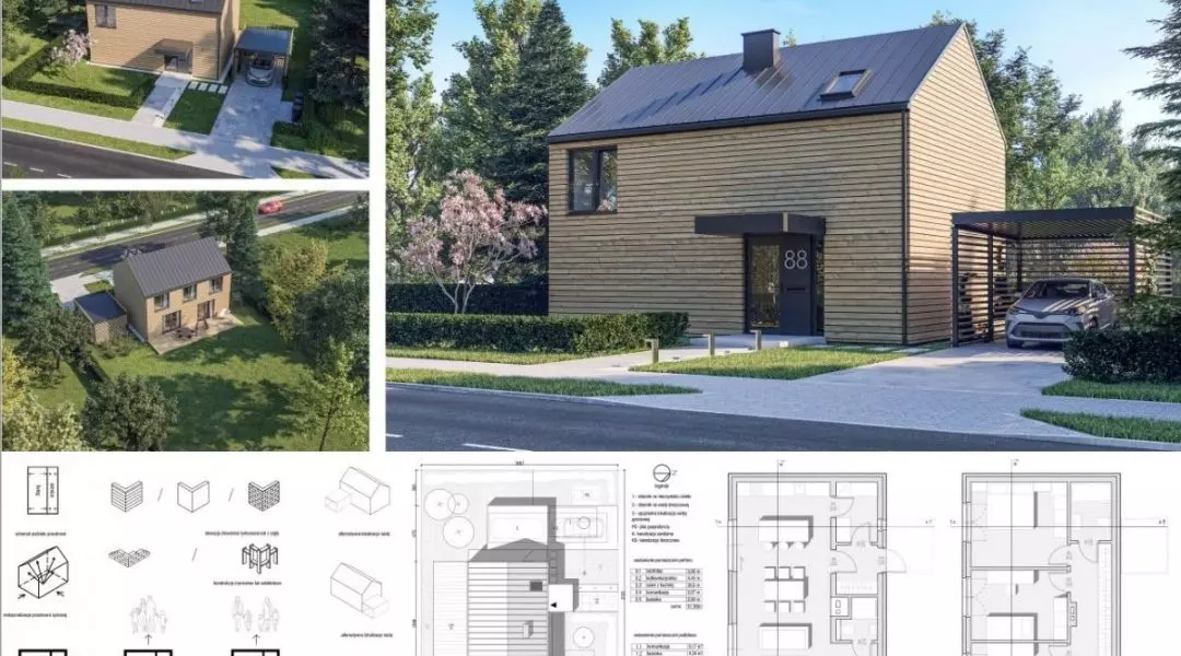 Projekt domu do 70 mkw, proj.: Hornik Chmura Architektura