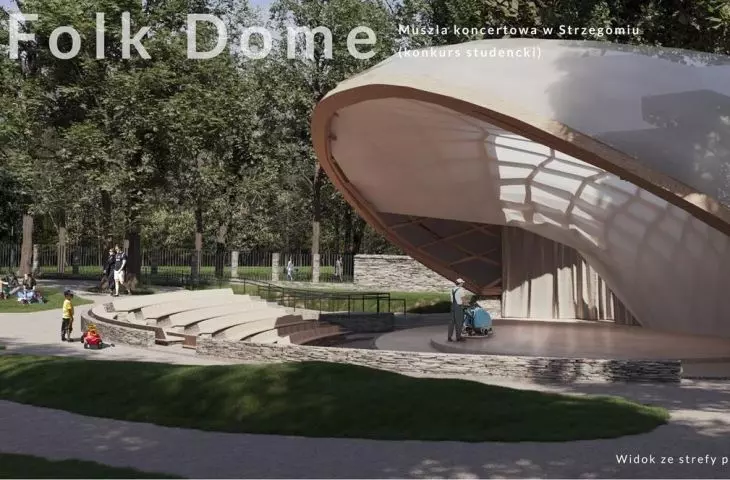 Wyniki studenckiego konkursu PWr na projekt amfiteatru z muszlą koncertową w Strzegomiu