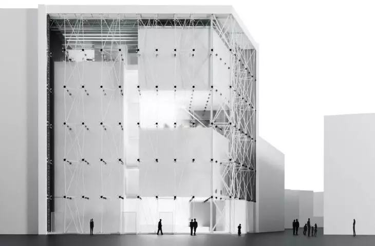 Exploring connections. The design of a modern media room in Belleville, Paris