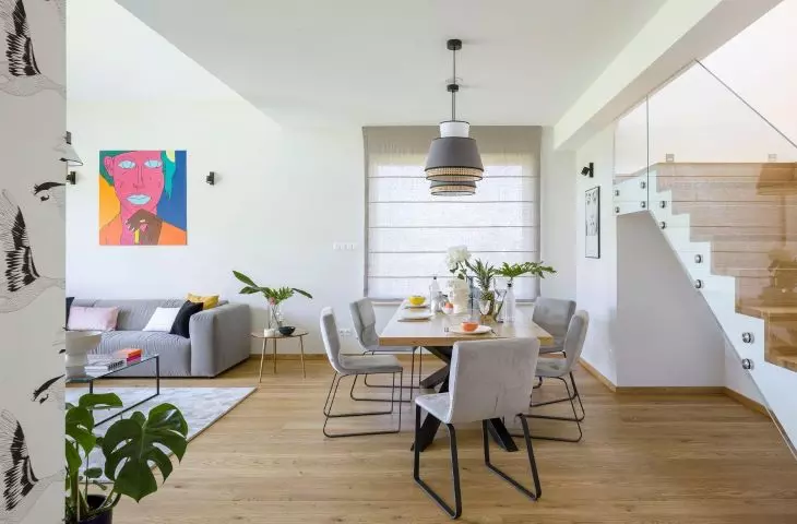 Minimalist living area with gray theme