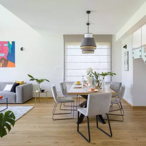 Minimalist living area with gray theme
