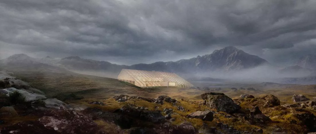 Zielony Eden pod szklanym dachem. Projekt restauracji na Islandii