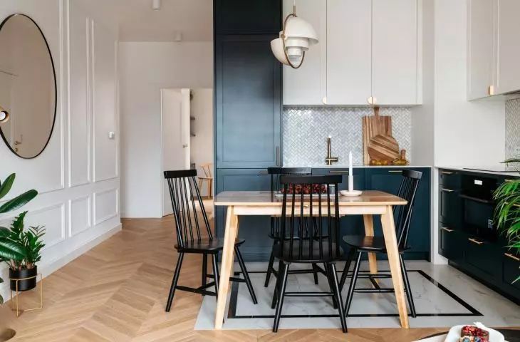 Combination of copper and navy blue - interior design from Butterfly Studio