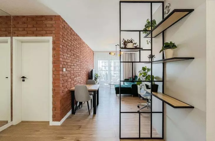 Focus on brick. Loft-style apartment