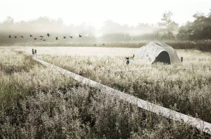 Aerial Spaces. A project of nature observation points in the heart of the Biebrza Marshes