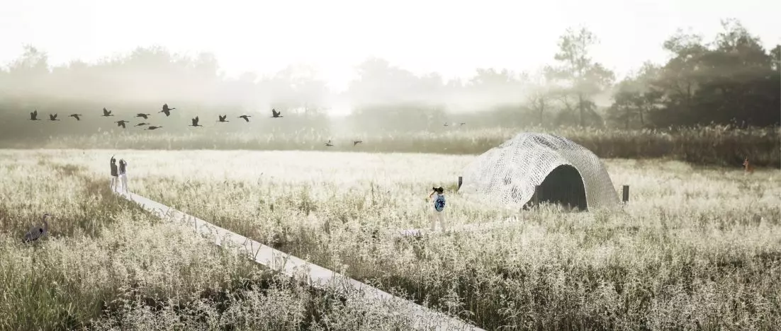 Aerial Spaces. A project of nature observation points in the heart of the Biebrza Marshes