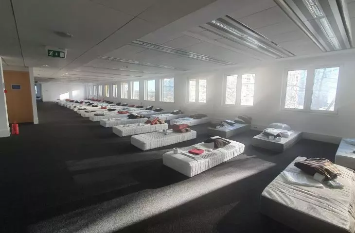 Refugees settled in office buildings