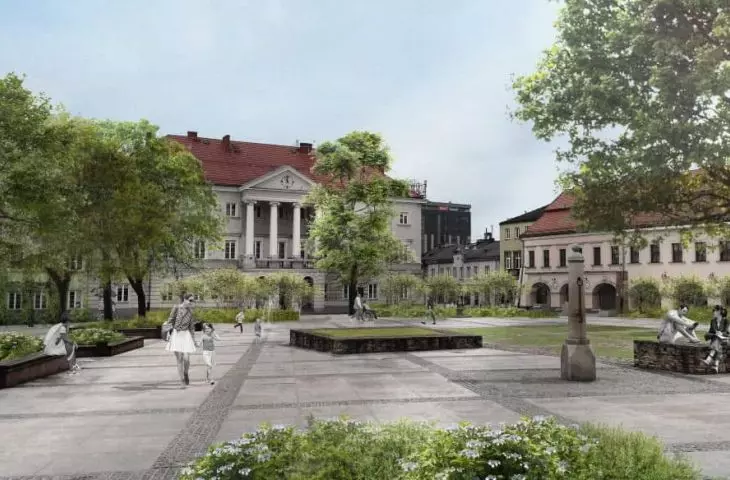 From a betonica to an urban living room to a green oasis in Kielce's Market Square