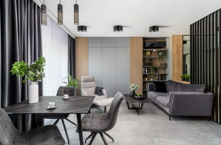 How to arrange a small apartment? Functional solution of open layout