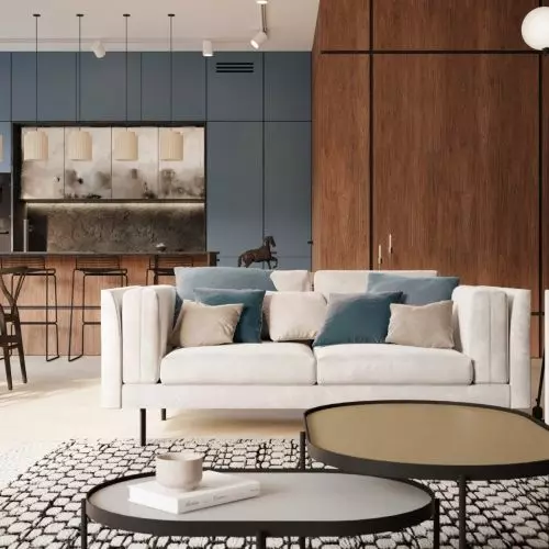 Light gray blue in the clouds - interior in blue tones
