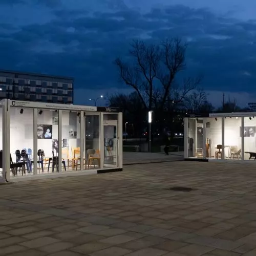 Art of Furniture. A container exhibition of student projects from the Interior Design Department of the Academy of Fine Arts in Krakow.