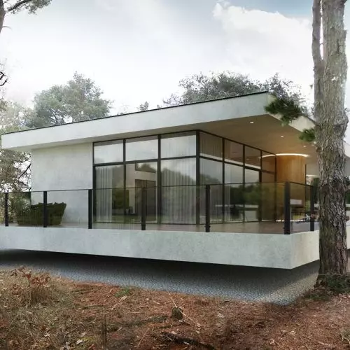 Minimalistyczny dom z dachem płaskim