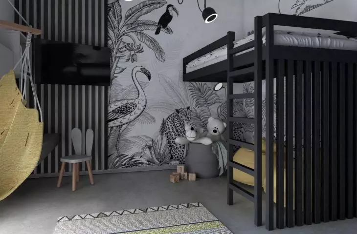 Rysunkowy świat dziecka – monochromatyczna aranżacja pokoju
