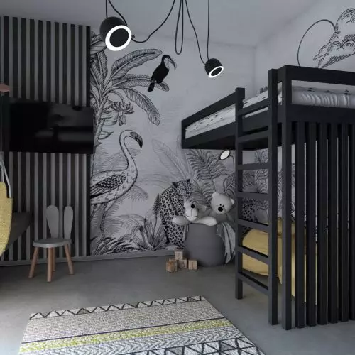 Drawing world of a child - monochromatic room design