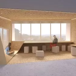 Wnętrze jednej z projektowanych przestrzeni wspólnych w centrum młodzieży