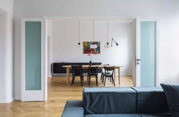 Minimalist interior with home office