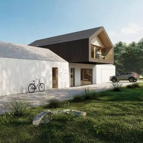 „Wisząca stodoła” – projekt domu na górskiej działce