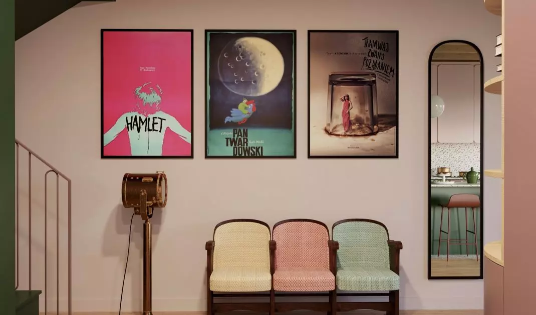 Cinema motifs decorating the hallway