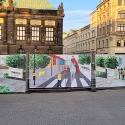 Grafiki informujące o przeobrażeniach centrum Poznania – plac Wolności