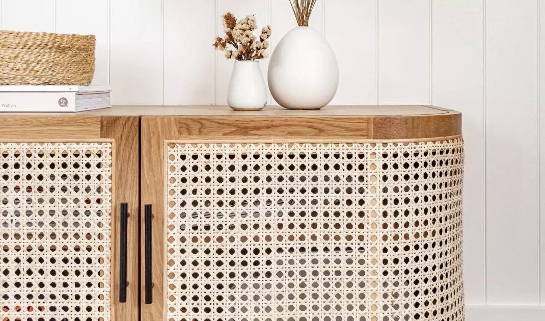 Rattan cabinet facade