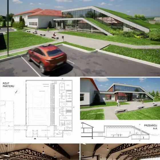 II Nagroda w konkursie na projekt sali gimnastycznej