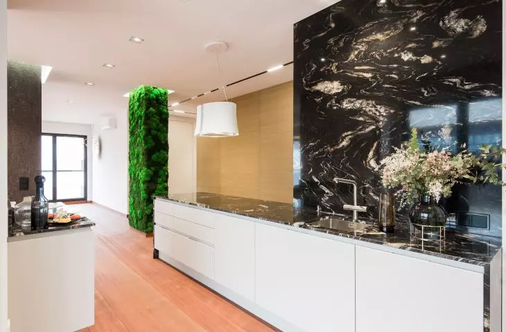 Interior with moss pillar