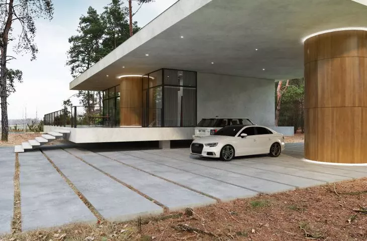 Design of the house introduced into the forest tissue