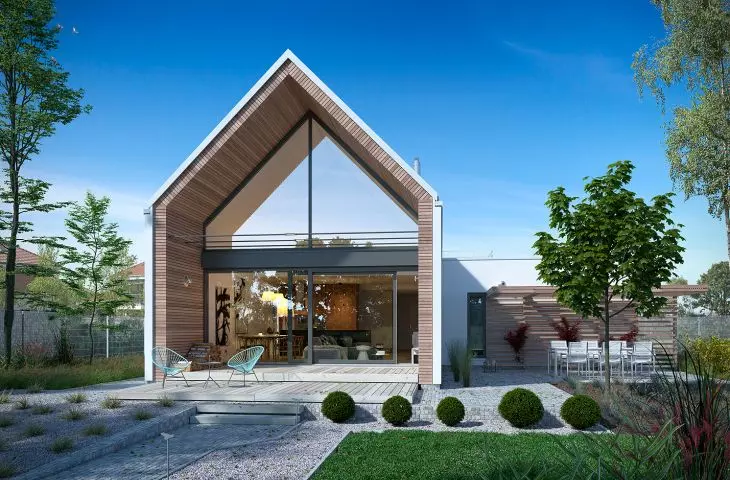 Z pomysłem 3 – nieduży dom z poddaszem użytkowym, zaprojektowany w stylistyce nowoczesnej stodoły