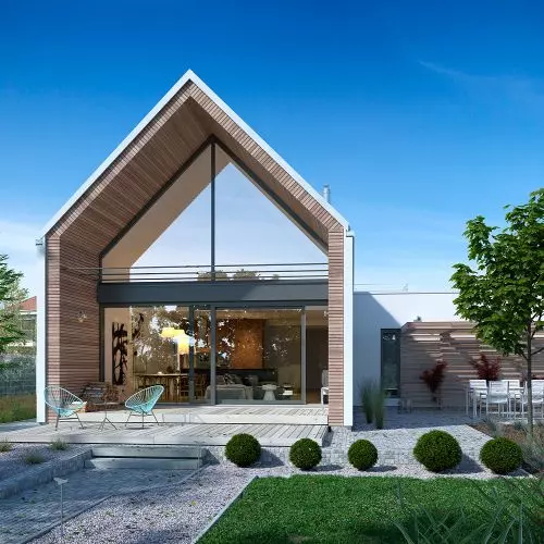 Z pomysłem 3 – nieduży dom z poddaszem użytkowym, zaprojektowany w stylistyce nowoczesnej stodoły