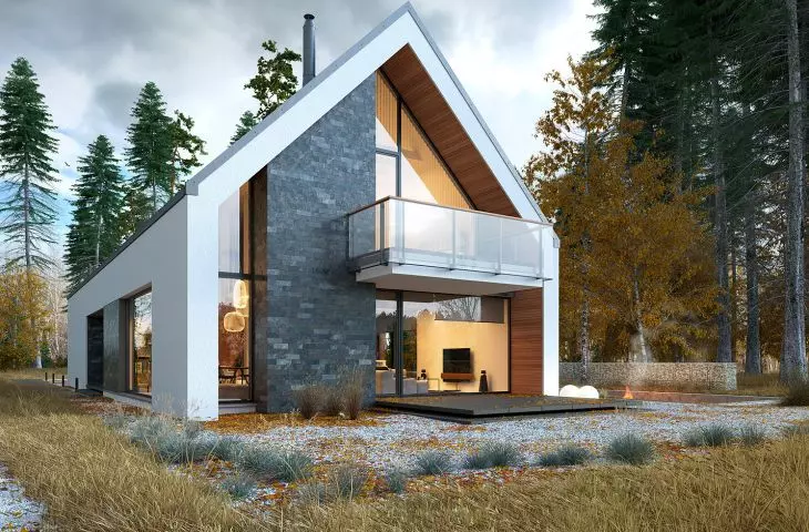 Ideal 1 - design of a modern barn for a narrow plot of land