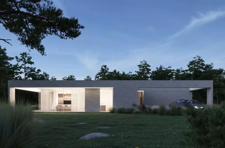 Design of a house blended into the forest landscape