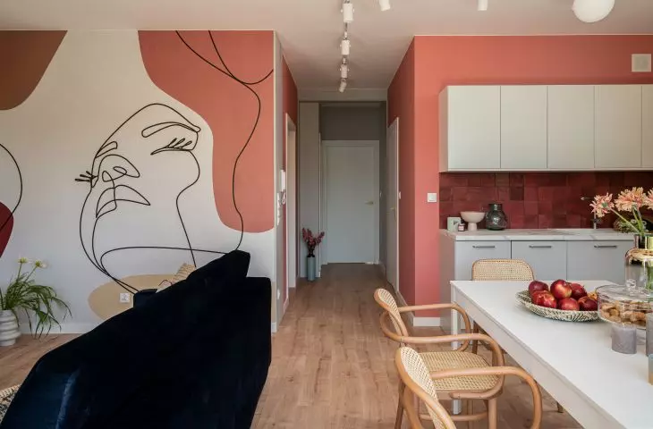 Interior in soft reds