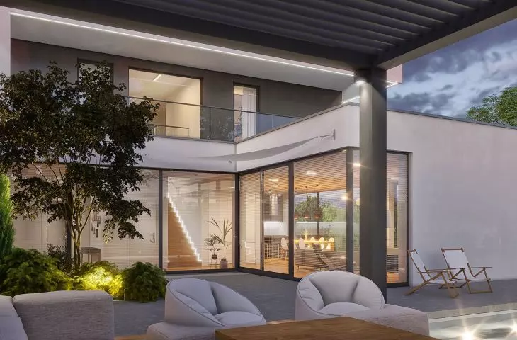 Open atrium house located in Ruda Śląska
