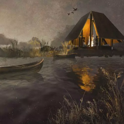 Wokół ogniska. Projekt domków wypoczynkowych nad łotewską rzeką