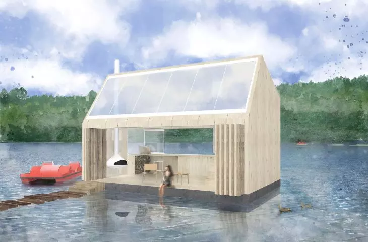 Relaxing on the lake. Float house project