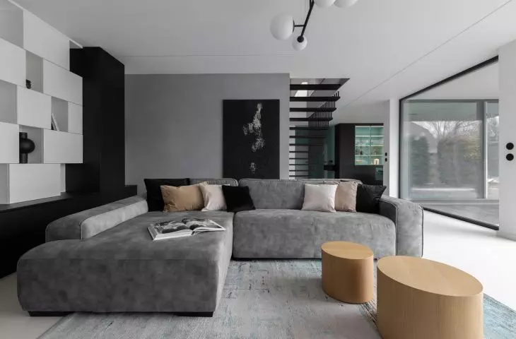 Minimalist interior in black and white